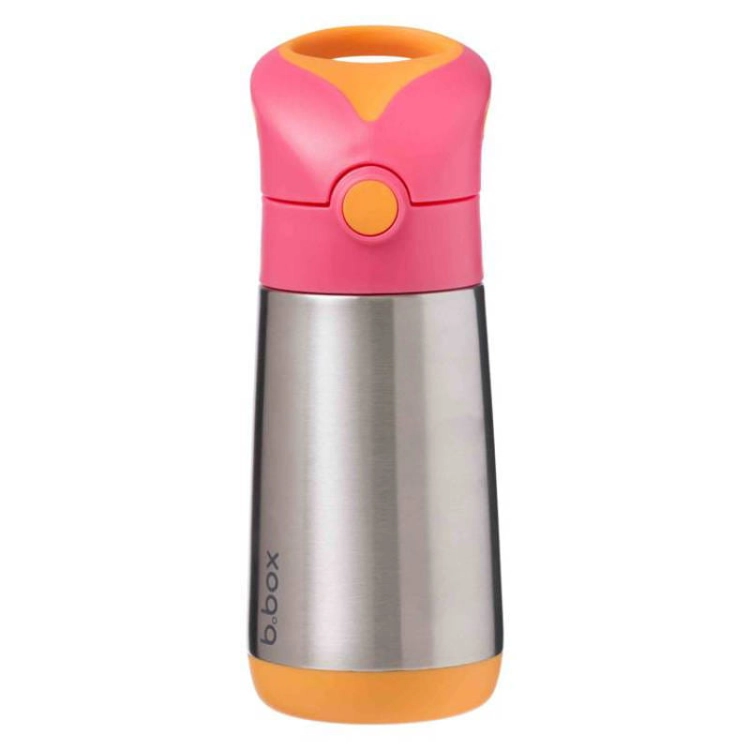 B.Box Bidon Termiczny ze Słomką dla Dziecka 350 ml Strawberry Shake Różowy