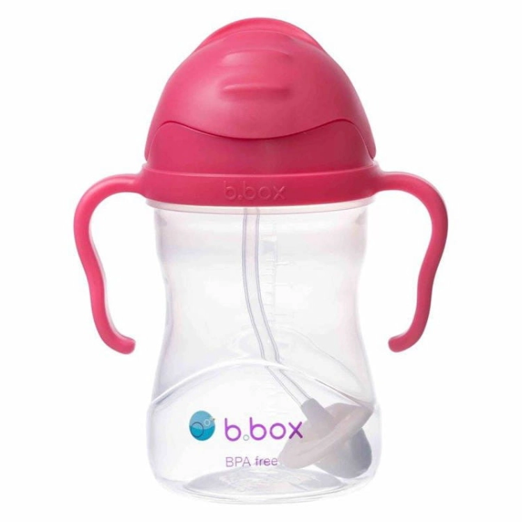B.Box Bidon dla Dziecka ze Słomką 240 ml Malinowy Różowy