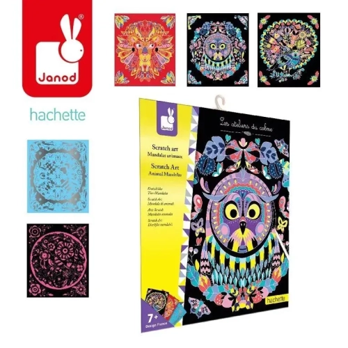 Zestaw Kreatywny Wydrapywanki dla Dzieci Janod Zwierzęce Mandale 7+
