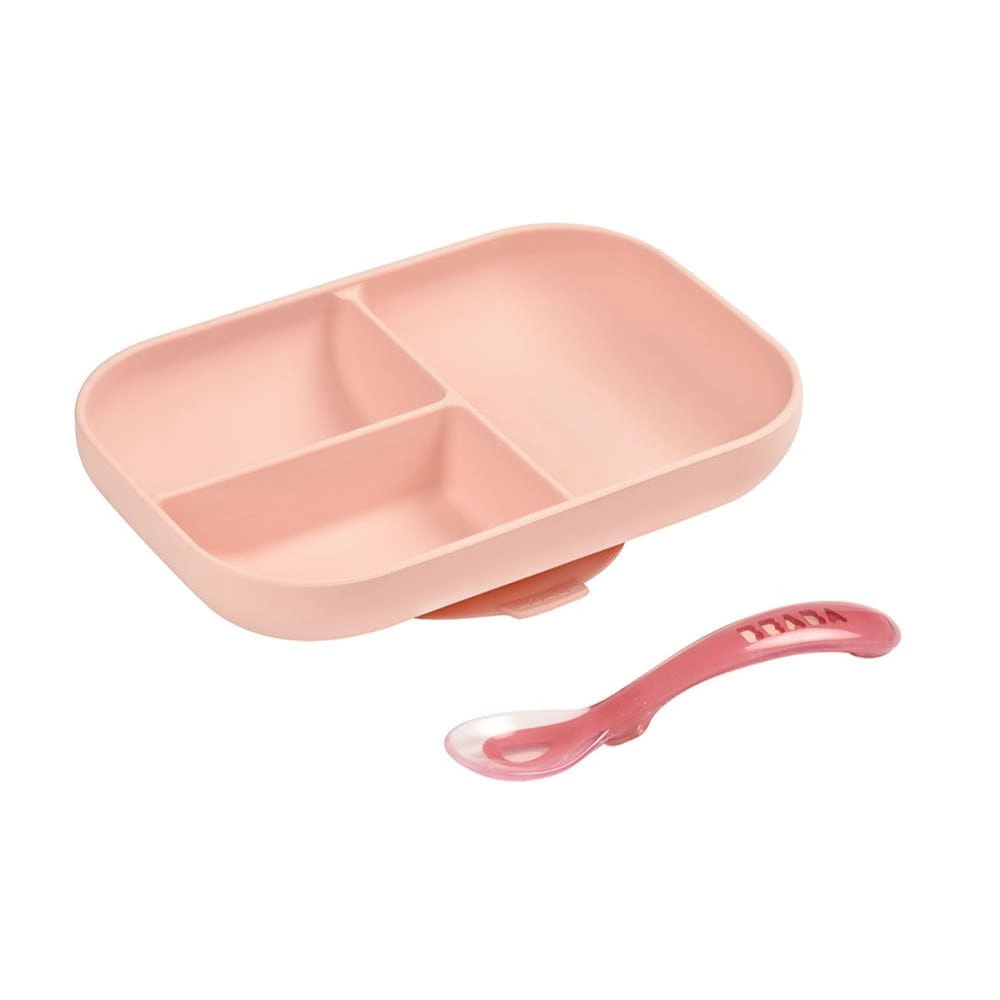 Talerzyk z Przyssawką Silikonowy Trójdzielny Pink / Beaba