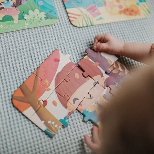 Puzzle dla Dzieci Progresywne w Walizce Pory Roku 4 Układanki 3+ Janod
