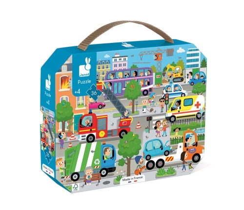 Puzzle dla Dzieci w Walizce Miasto 36 Elementów 4+ Janod