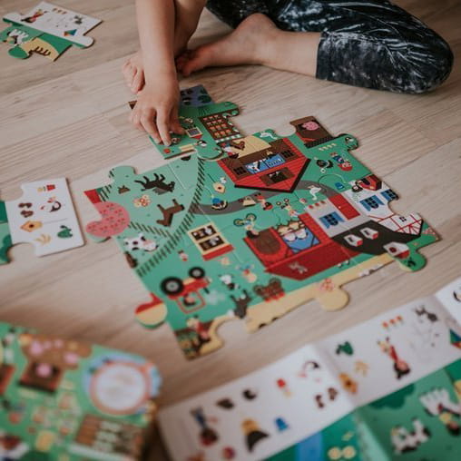 Puzzle dla Dzieci Obserwacyjne w Walizce Farma 24 Elementy 3+ Janod