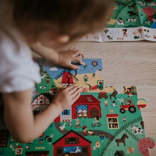 Puzzle dla Dzieci Obserwacyjne w Walizce Farma 24 Elementy 3+ Janod