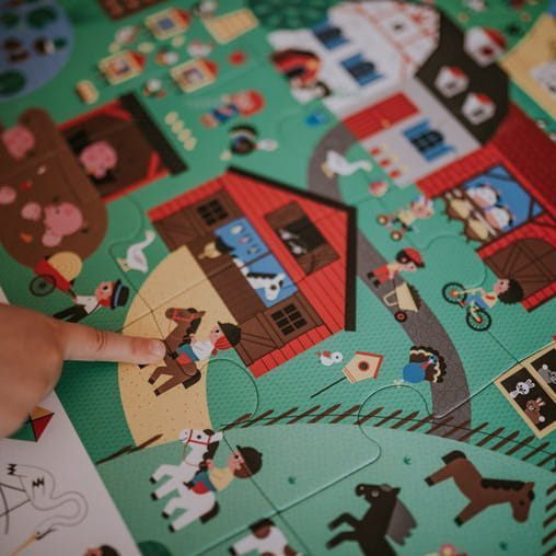Puzzle dla Dzieci Obserwacyjne w Walizce Farma 24 Elementy 3+ Janod