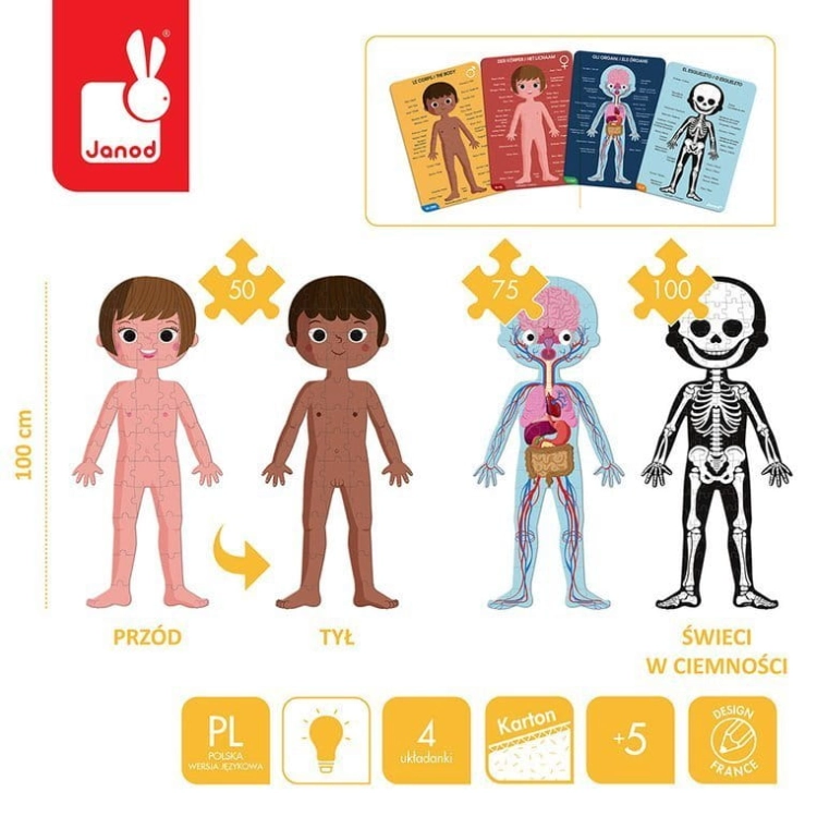 Puzzle dla Dzieci Edukacyjne Gigantyczne Ciało Człowieka Janod