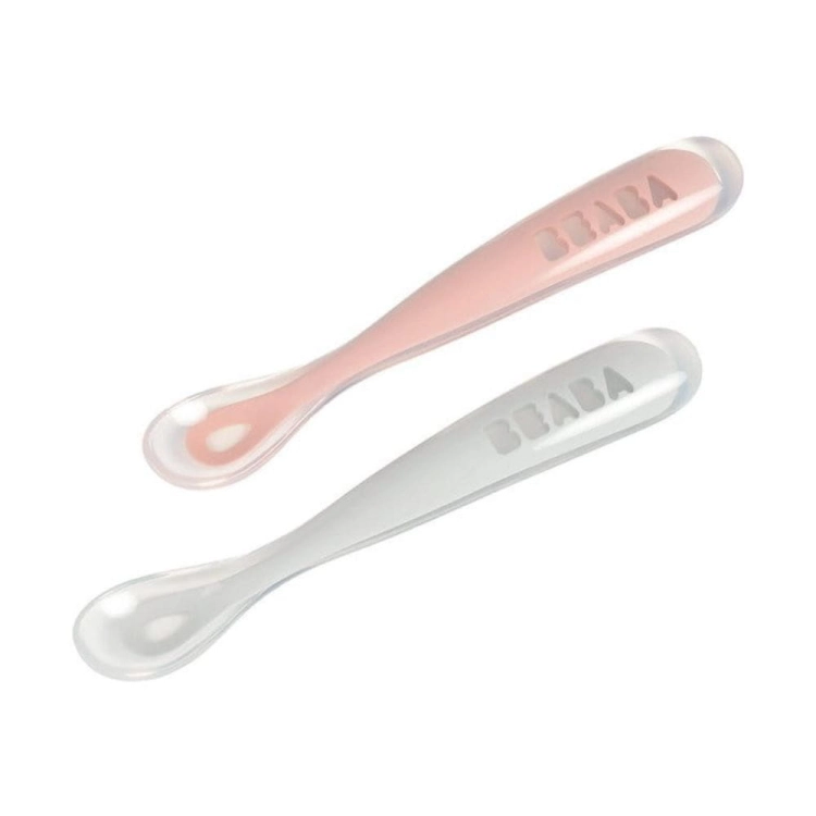 Beaba Łyżeczki Silikonowe 2 szt w Etui Old Pink Różowe