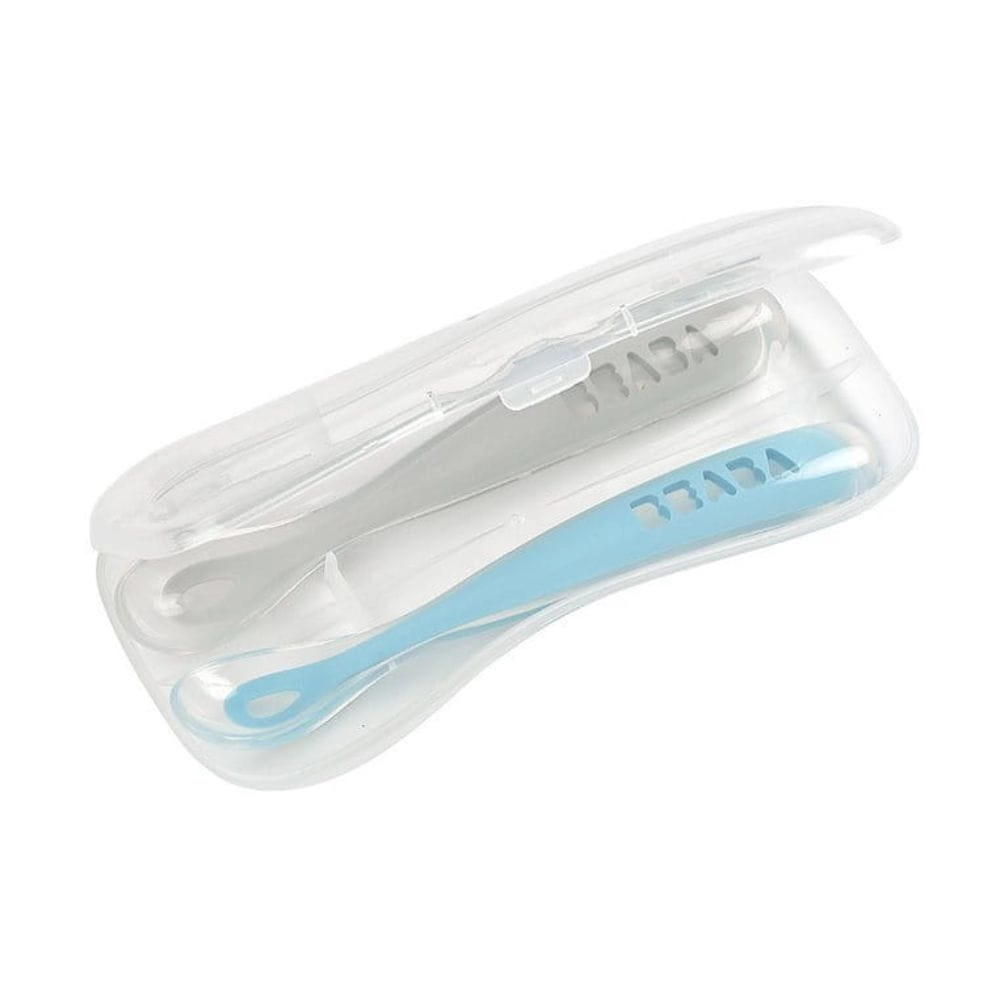 Łyżeczki Silikonowe 2 szt w Etui Windy Blue Niebieskie / Beaba