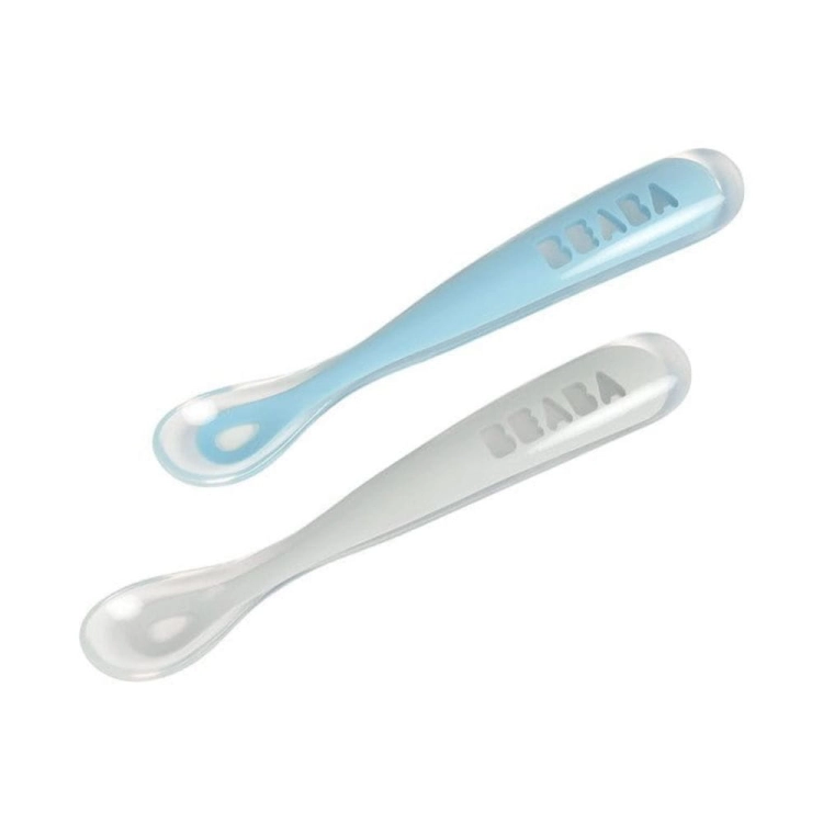 Beaba Łyżeczki Silikonowe 2 szt w Etui Windy Blue Niebieskie