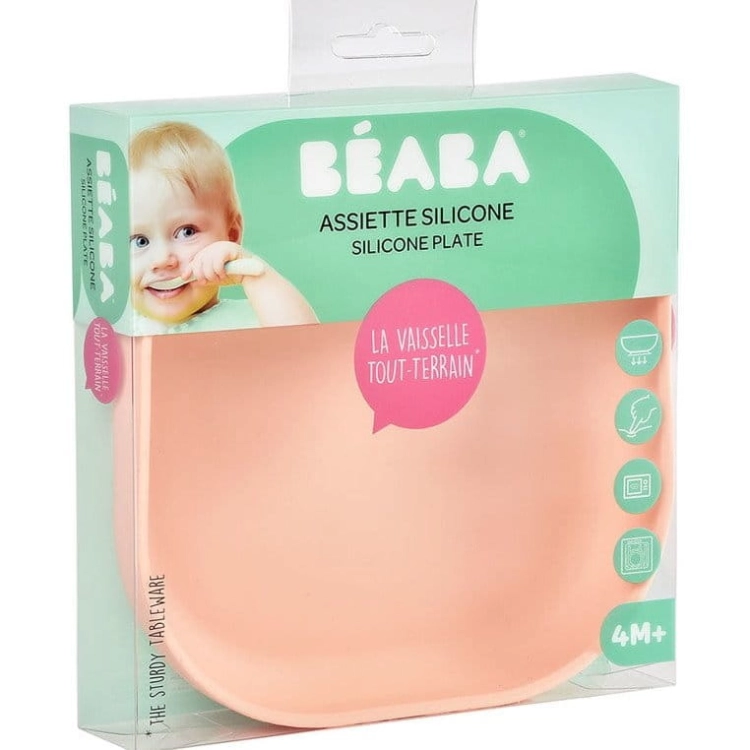 Talerzyk z Przyssawką Silikonowy dla Niemowlaka Beaba Pink Różowy Opakowanie