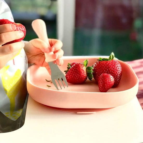 Talerzyk z Przyssawką Silikonowy dla Niemowlaka Beaba Pink Różowy