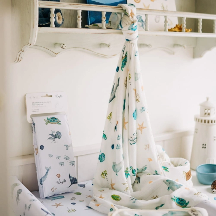Otulacz Bambusowy dla Niemowląt Layette Ocean