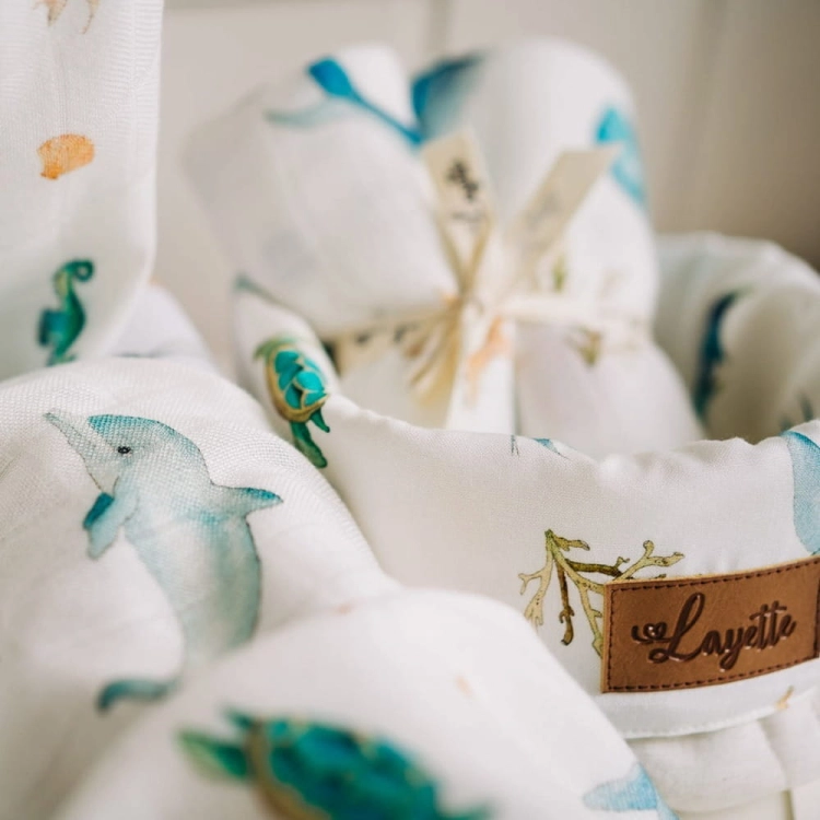 Pieluszki Bambusowe dla Niemowląt 2-pak Layette Ocean