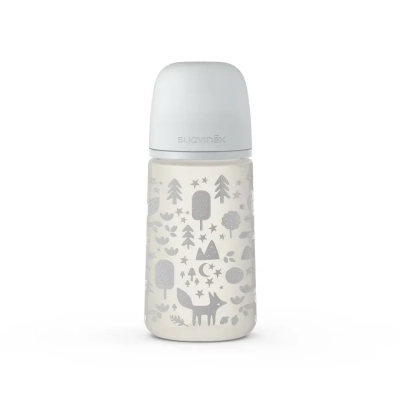 Butelka Ze Smoczkiem Fizjologicznym Sx Pro o Średnim Przepływie Prints Fox Szary 270ml - Suavinex