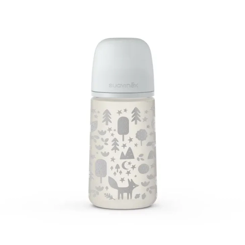 Butelka Ze Smoczkiem Fizjologicznym Sx Pro o Średnim Przepływie Prints Fox Szary 270ml - Suavinex
