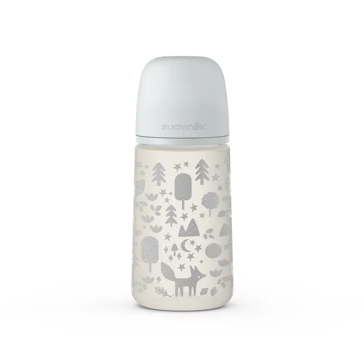 Butelka Ze Smoczkiem Fizjologicznym Sx Pro o Średnim Przepływie Prints Fox Szary 270ml - Suavinex