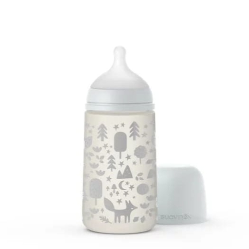 Butelka Ze Smoczkiem Fizjologicznym Sx Pro o Średnim Przepływie Prints Fox Szary 270ml - Suavinex