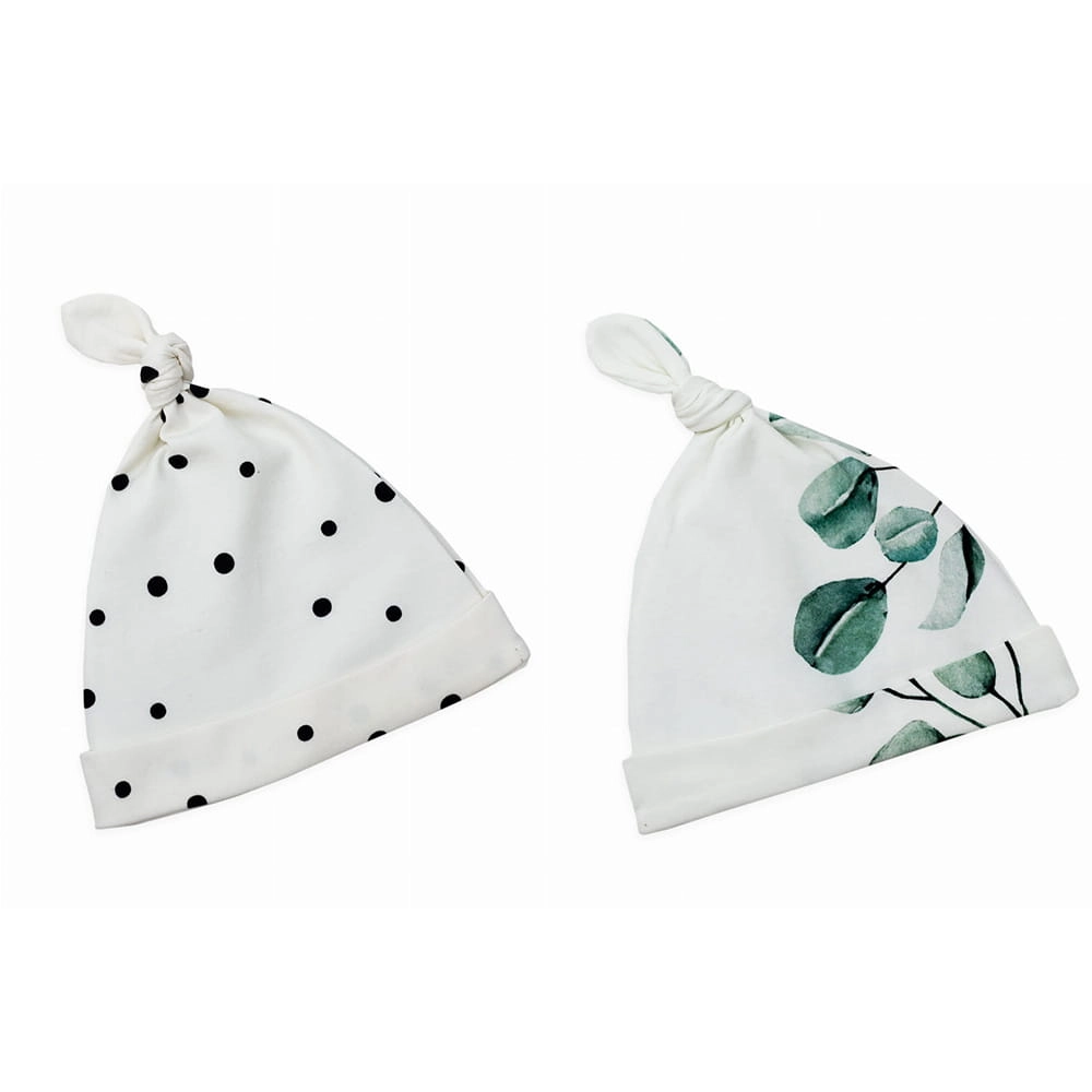 Czapeczka dla Niemowlaka Krasnal 2-pak Czarne Kropki/Eukaliptus / Sleepee