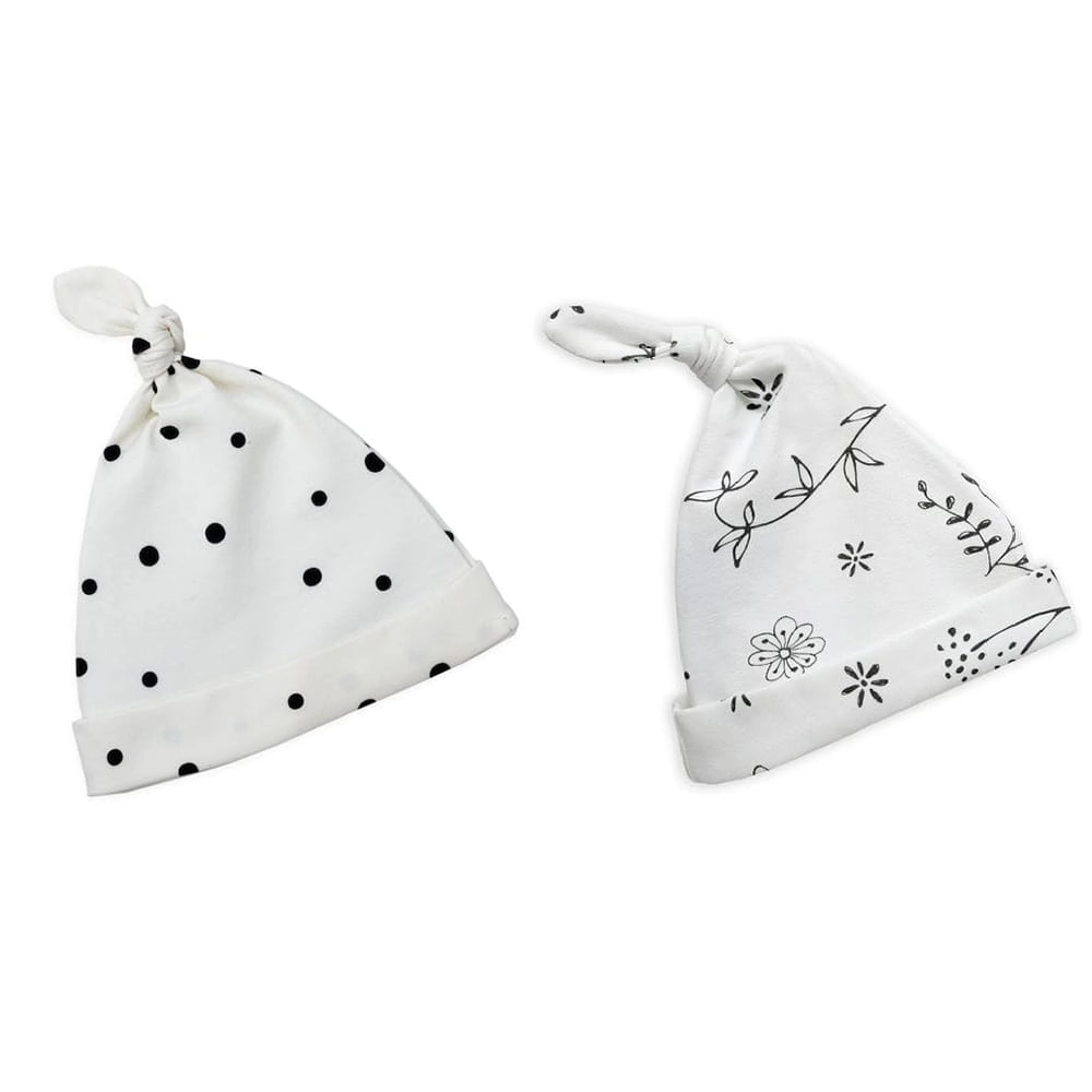 Czapeczka dla Niemowlaka Krasnal 2-pak Czarne Kropki/Bloom / Sleepee