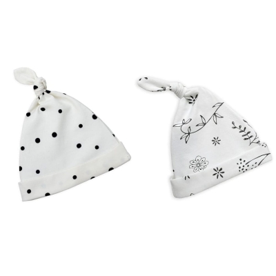 Czapeczka dla Niemowlaka Krasnal 2-pak Czarne Kropki/Bloom - Sleepee