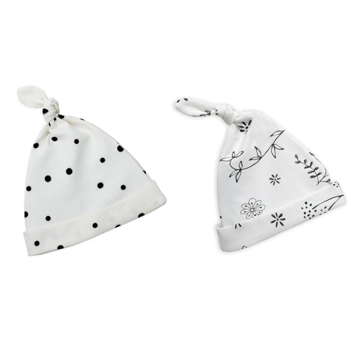 Czapeczka dla Niemowlaka Krasnal 2-pak Czarne Kropki/Bloom - Sleepee