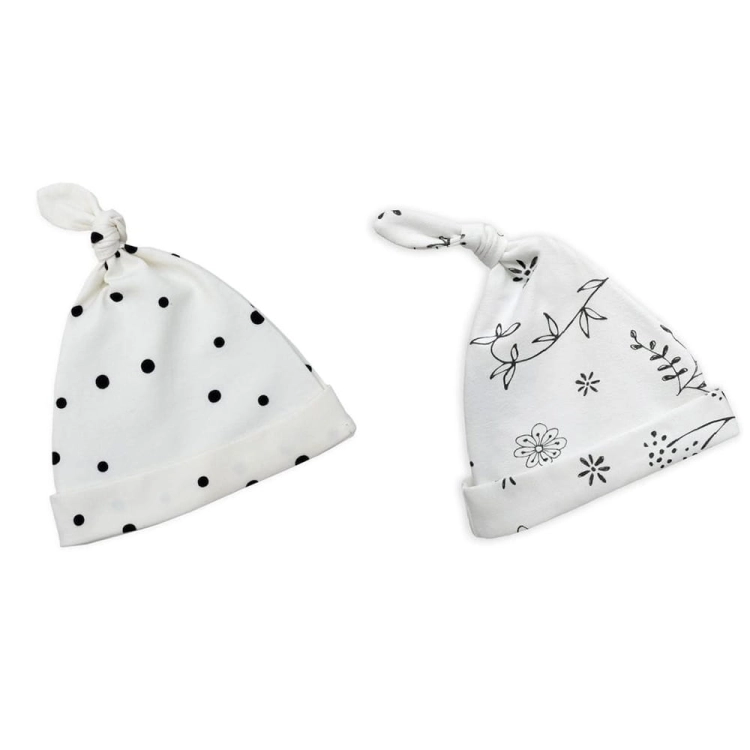 Czapeczka dla Niemowlaka Krasnal 2-pak Czarne Kropki/Bloom - Sleepee