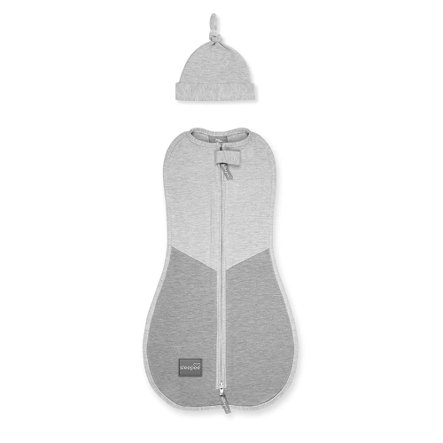 Otulacz dla Niemowlaka z Czapeczką First Step Melanżowy Szary -  Sleepee