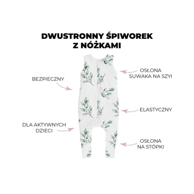 Śpiworek Niemowlęcy do Spania Dwustronny z Nóżkami Szare Kropki/Czarne Kropki 1-2 Lata — Sleepee