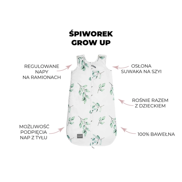 Śpiworek Niemowlęcy do Spania Grow Up Eukaliptus — Sleepee