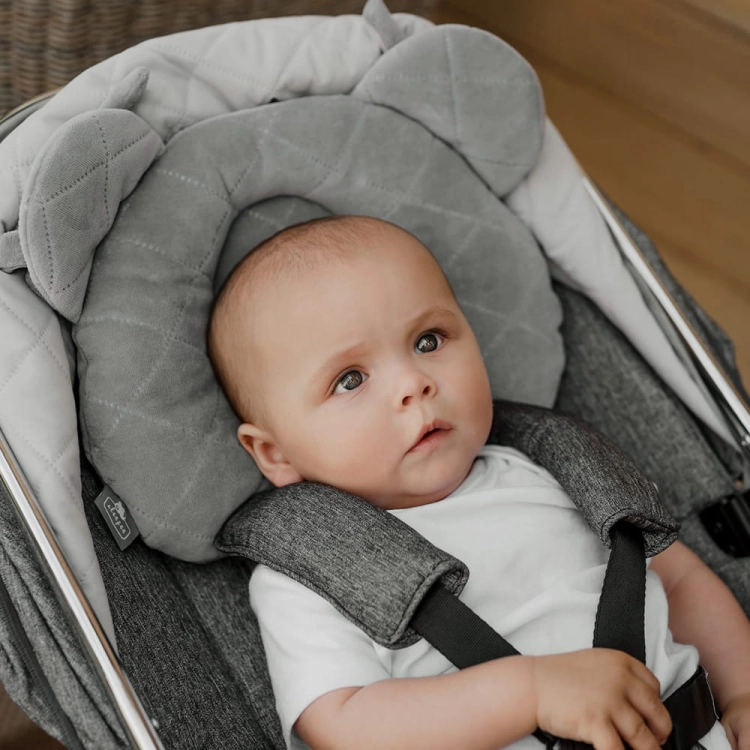Poduszka dla Niemowlaka z Wgłębieniem na Główkę Royal Baby Grey Szara — Sleepee