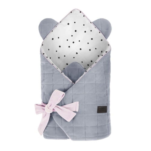 Rożek Niemowlęcy Wiązany Bawełniany Royal Baby Grey-Pink Szaro Różowy — Sleepee