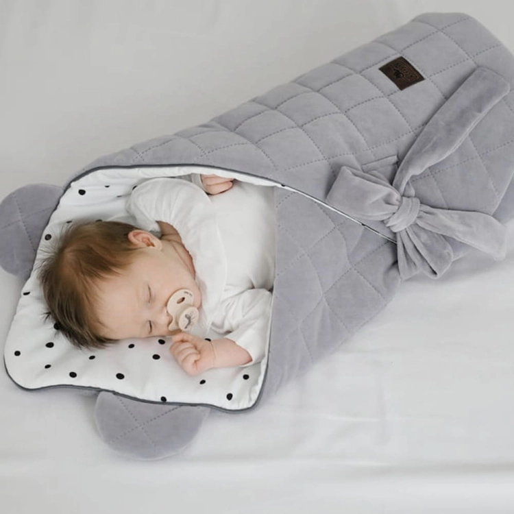 Rożek Niemowlęcy Wiązany Bawełniany Royal Baby Grey-Grey Szary — Sleepee