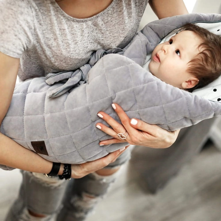 Rożek Niemowlęcy Wiązany Bawełniany Royal Baby Grey-Grey Szary — Sleepee