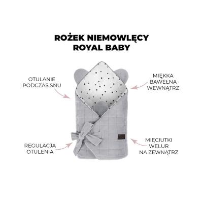 Rożek Niemowlęcy Wiązany Bawełniany Royal Baby Grey-Grey Szary — Sleepee