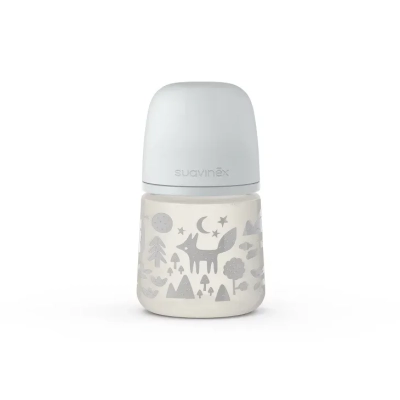 Butelka Ze Smoczkiem Fizjologicznym Sx Pro o Wolnym Przepływie Prints Fox Szary 150ml - Suavinex