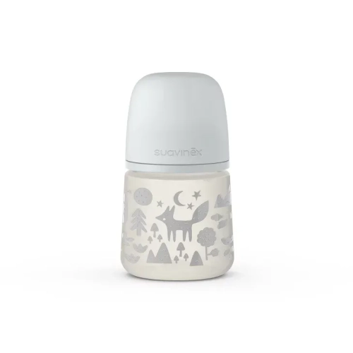 Butelka Ze Smoczkiem Fizjologicznym Sx Pro o Wolnym Przepływie Prints Fox Szary 150ml - Suavinex