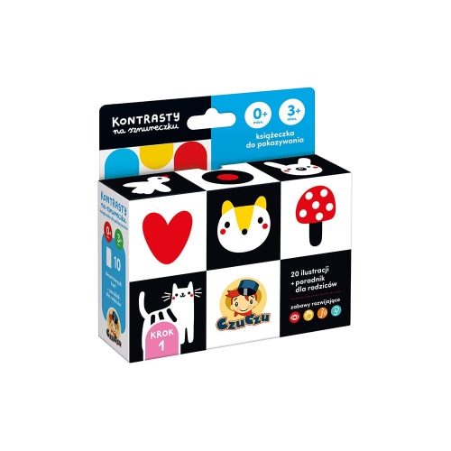 Kontrasty na sznureczku Książeczka do pokazywania dla dzieci 0 i 3 mies.+ Czuczu
