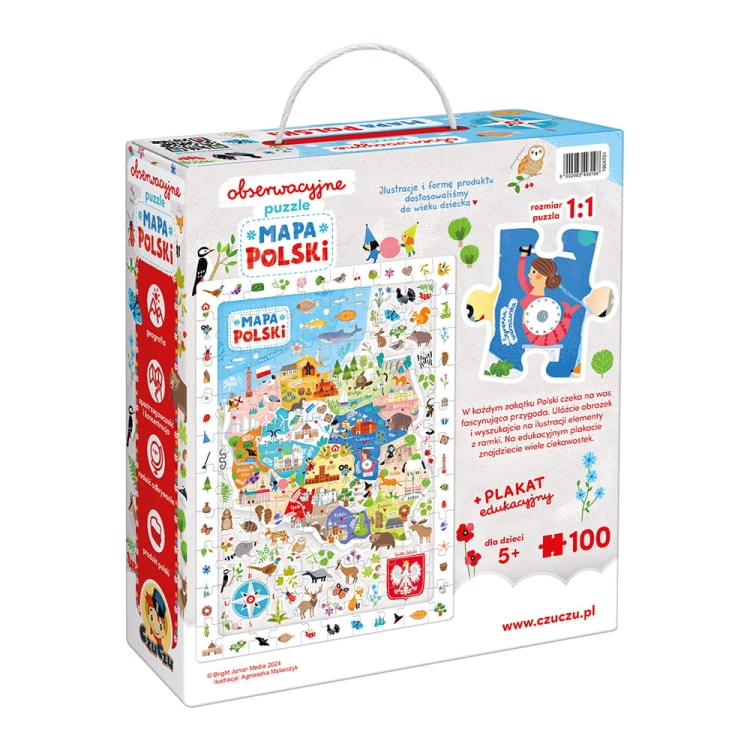 CzuCzu Obserwacyjne puzzle Mapa Polski 100el 5+