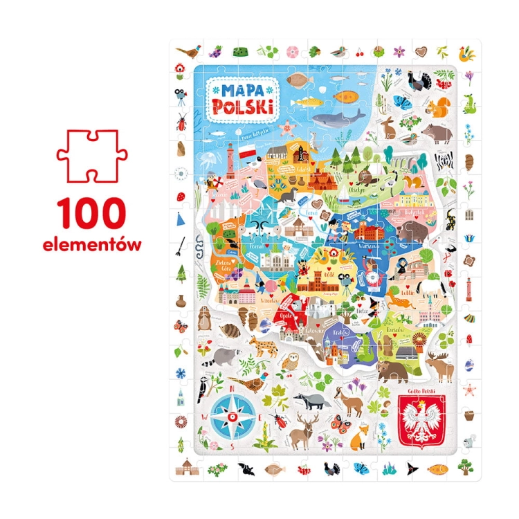 CzuCzu Obserwacyjne puzzle Mapa Polski 100el 5+