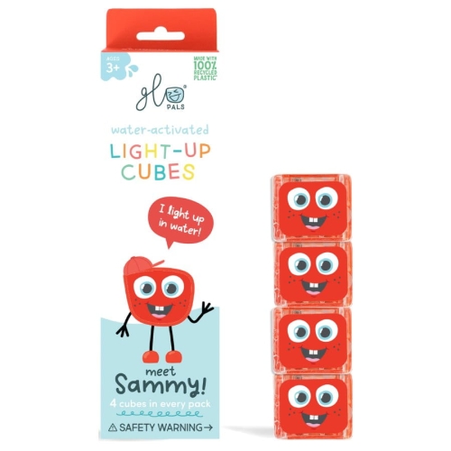 Kostki sensoryczne świecące w wodzie Sammy - zabawka kąpielowa, czerwony / Glo Pals