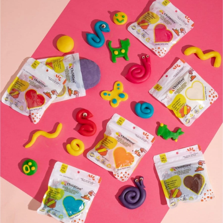 Naturalna ciastolina do zabawy, Kolory Podstawowe, eko-pack 6 szt. Re-Fill Play Dough / ChildGen