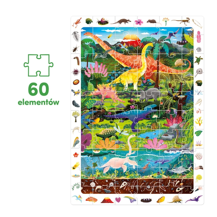 Obserwacyjne puzzle Dinozaury 60el. 4+ / Czuczu