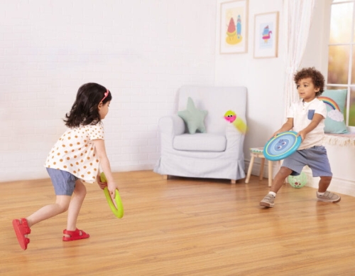 Sprężyste dyski z kudłatymi piłeczkami - Poppin’ Paddles B.toys