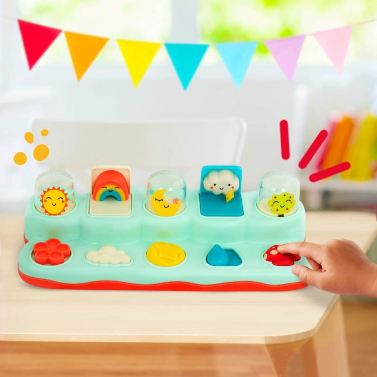 Interaktywna zabawka wystrzałowa Konsola pogodowa Pop-Up Buddies  B.toys