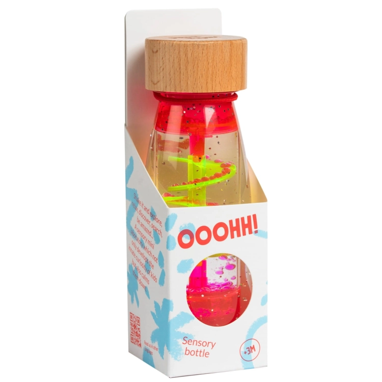 Butelka sensoryczna dwufazowa MOVE SPIRALA różowa / Petit Boum