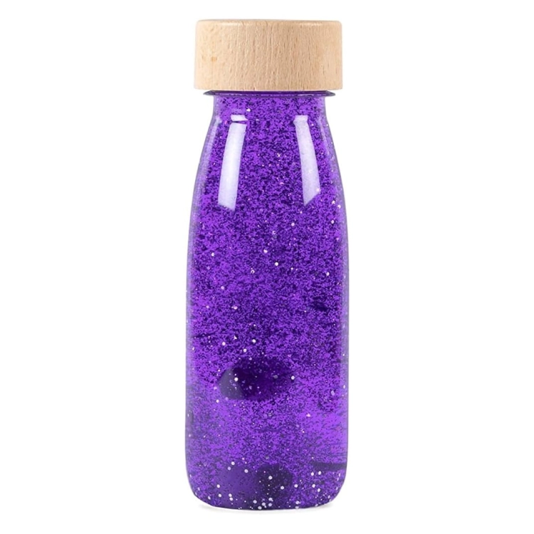 Butelka sensoryczna dwufazowa FLOAT fioletowa / Petit Boum