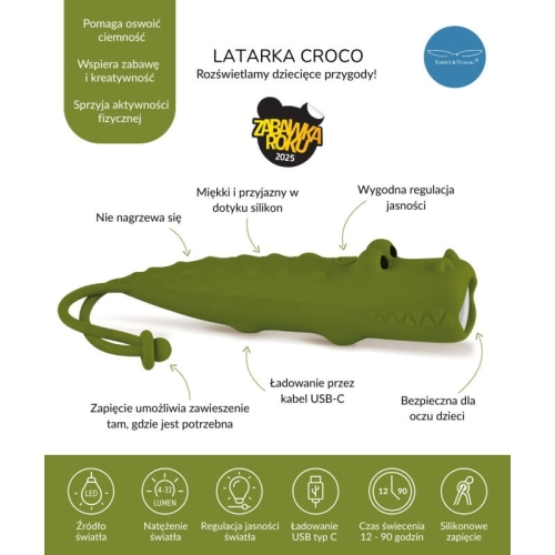 Latarka Krokodyl CROCO / Rabbit and Friends