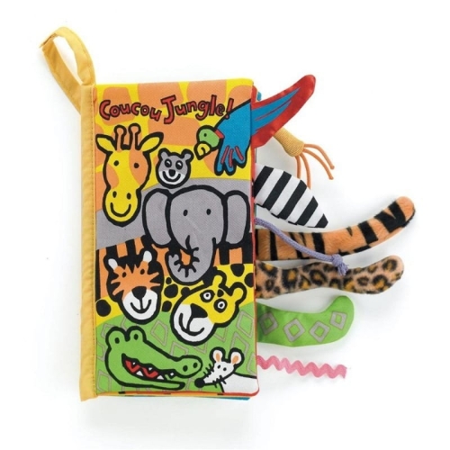 Książeczka sensoryczna Coucou Jungle z ogonkami 21cm / Jellycat