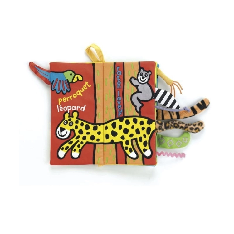 Książeczka sensoryczna Coucou Jungle z ogonkami 21cm / Jellycat