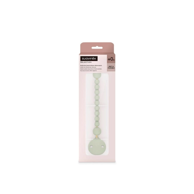 Silikonowy klips do smoczka New All Silicone - Zielony  Suavinex